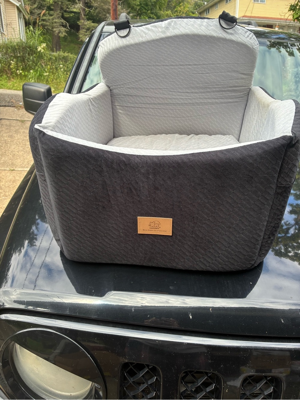 Premium Gray & Light Gray Quilted Dog Booster Seat by